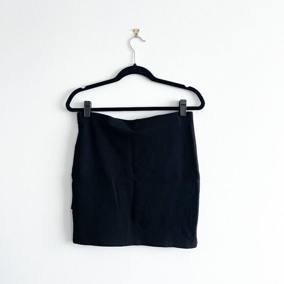 Talula Women's Asymmetrical Hem Mini Pencil Skirt Black Stretchy Size L - Picture 2 of 8
